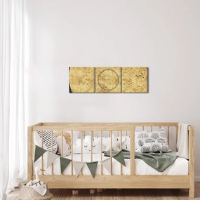 Obraz - Złota struktura N⁰2 (z zegarem) (90x30 cm)