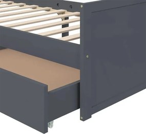 Szare pojedyncze łóżko z szufladami sosnowe 90x200 - Kamos