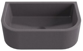 Umywalka betonowa półokrągła wisząca / nablatowa bez otworu na baterię 49 x 30 cm PALANGA | różne kolory : Kolor - Brązowy, Typ montażu - podwieszana