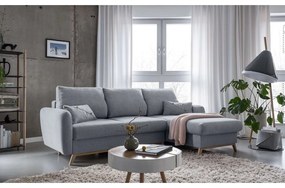 Jasnoszary narożnik rozkładany Miuform Scandic Lagom, prawostronny