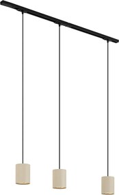 Modern railsysteem met 3 hanglampen zwart met beige 1-fase - Iconic Holt