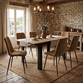 Stół rozkładany 120-160x80 cm Faro 055, dąb artisan/czarne nogi