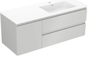 Mexen Orio szafka łazienkowa 120 cm z umywalką Otis prawą, 2S, 1D, szara mat/biała mat - 91A13-12047-3-BBFFF62-W18P01
