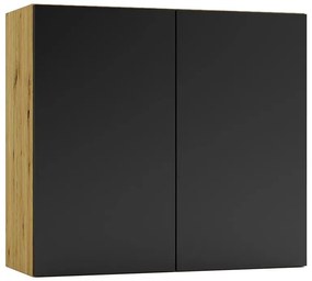 Szafka kuchenna górna 80 cm dąb artisan + czarny - Orfa 23X