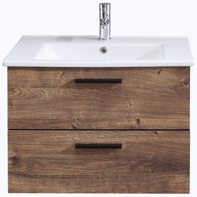 Brązowa szafka pod umywalkę bez baterii w dekorze dębu 71x51 cm Set 374 – Pelipal