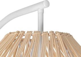 Lampa podłogowa rustykalna biała z rattanu - Sam