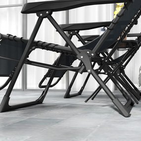 Outsunny Zestaw leżaków Zero Gravity z zagłówkami i stolikiem z 2 uchwytami na napoje | Aosom PL