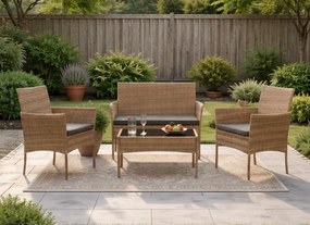 Zestaw mebli ogrodowych - sofa fotele i stolik Natal 010 naturalny