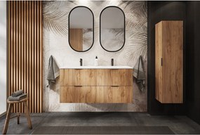 Szafka łazienkowa ryflowana FLOW 160 cm dąb craft złoty z blatem