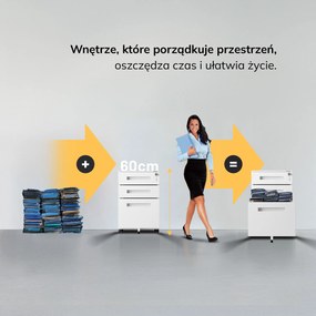 Kontenerek pod biurko biały, 390x600x500 mm: KATE