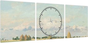 Obraz - Camille Pissarro, Landscape, Ile de France, reprodukcje (z zegarem) (90x30 cm)