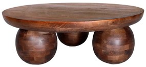 Brązowy okrągły stolik z litego drewna mango ø 100 cm Ailen – MOME