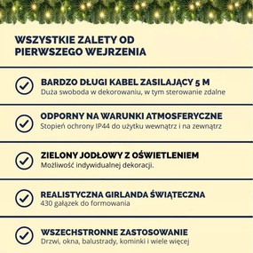 Girlanda świąteczna ANDREA z oświetleniem i pilotem, 5 m, zielona Casaria