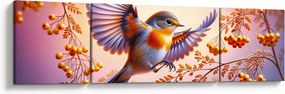 Obraz - Ptak z jarzębiną (170x50 cm)