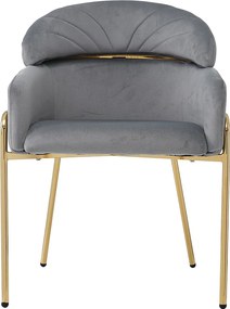 Zestaw 4 leżaków z weluru - z 4 złotymi metalowymi nogami - Szary