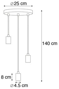 Smart Industrial lampa wisząca czarna z Wifi G95 3-light - FacilDesignerski Oswietlenie wewnetrzne