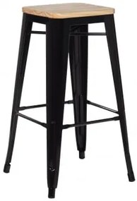 Zestaw 4 Sztaplowanych Wysokich Stołków Stalowych Lix Naturalna - Czarny & ↑75 Cm - Sklum