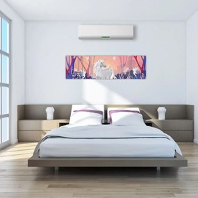 Obraz - Jednorożec w magicznym lesie (170x50 cm)