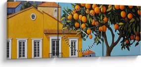 Obraz - Drzewo pomarańczowe (z zegarem) (90x30 cm)