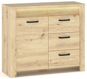 Komoda z 3 szufladami i podświetleniem LED dąb artisan C4-T26