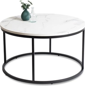 Stolik Kawowy CONNY MAX 80 cm Biały Marmur/Czarny Nowoczesny Glamour