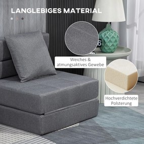 HOMCOM Rozkładana sofa Zdejmowany do czyszczenia Maksymalne obciążenie 100kg 70 cm x 70 cm x 61 cm Ciemnoszary | Aosom PL
