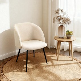 HOMCOM Zestaw 2 krzeseł jadalnych, krzesła tapicerowane z materiału, krzesła kuchenne ze stalowymi nogami, z ergonomicznym oparciem, kremowe