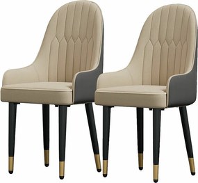 Krzesła do jadalni zestaw 2 wygodnych krzeseł kuchennych fotele przy stole jadalnym ze skóry 52x49x90cm - Kremowe białe