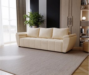 BEDANTE SOFA ZEUS z funkcją spania MONOLITH 02 beżowy z pojemnikiem na pościel, sofa do salonu, kanapa, sofa rozkładana, sofa z pojemnikiem, wersalka