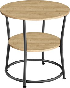 Stolik kawowy okrągły 54 cm loft z półką Faro 01, dąb artisan