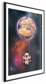 Plakat Kosmiczna huśtawka 29,7x42 cm z ramą czarną z marginesem ARTGEIST B