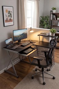 Czarne nowoczesne biurko narożne T6-R22