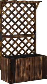 Outsunny Skrzynia uprawna z kratownicą, drewniana skrzynia na kwiaty, ogrodowa kratownica 64 x 33 x 122 cm Opalony | Aosom PL