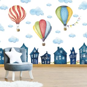Fototapeta - Balony nad miastem (196x136 cm)