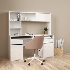 Biurko w połysku z nadstawką Function Plus 149 cm biały