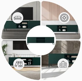 Szafka RTV długa XL butelkowa zieleń ROSARIA 1700 x 400 x 500