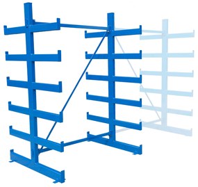 Regał wspornikowy, dwustronny, 2000 x 1380 x 1144 mm, 6 półek