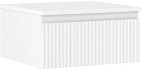 Mexen Rivel szafka łazienkowa podumywalkowa 50 cm z blatem, 1 szuflada, ryflowana , biała mat - 91A20-05023-1-BFC01