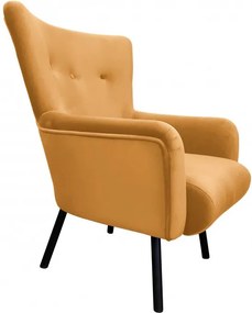 Fotel TULIP tkanina Welur noga metalowa Uszak luksusowy komfort salonu : Kolor nogi - Czarna, Kolor tkaniny - VELVET - MG15
