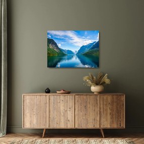 Obraz na szkle - Jezioro Lovatnet (70x50 cm)