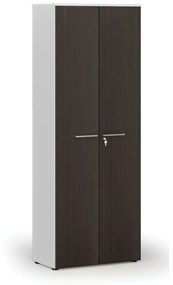 Szafa biurowa z drzwiami PRIMO WHITE, 800 x 420 x 2128 mm, biały/wenge