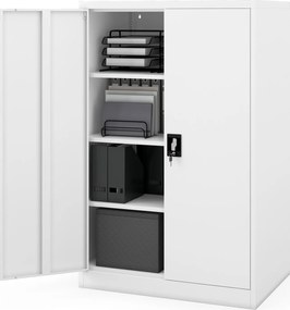 Szafa biurowa na dokumenty metalowa biała KEVIN D600 900 x 1400 x 600 mm
