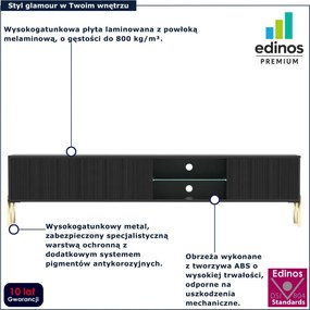 Czarna szafka RTV na złotych nóżkach 175 cm R8-E51