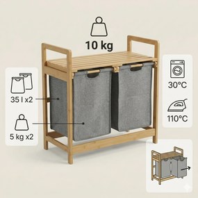 Podwójny kosz na pranie, bambusowy TELA, 70 l