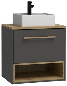 Szafka łazienkowa wisząca antracyt z umywalką - 60 cm - YANGRA