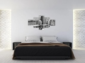 Obraz - Przyczepka, czarno - biały (125x70 cm)