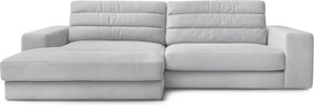 Jasnoszary aksamitny narożnik (lewostronny/z szezlongiem) Sierra – Bobochic Paris