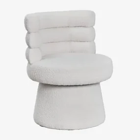 Zestaw 2 Obrotowych Krzeseł Do Jadalni Tapicerowanych Protea Bouclé White - Sklum
