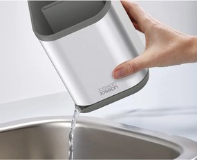 Ociekacz na sztućce ze stali nierdzewnej w kolorze srebra z połyskiem 11x11,5 cm Duo Steel – Joseph Joseph