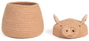 Jasnoróżowy tekstylny dziecięcy kosz na zabawki ø 17x15 cm Mini Peggy the Pig – Lorena Canals
